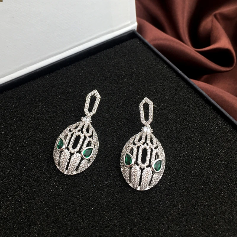 

Daily Jewelry Make You Fashionable Snake Drop Earrings Silver Copper Zircon Earrings Gifts for Women Girls