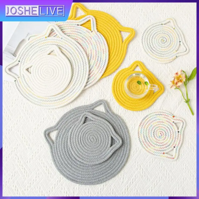 

Коврик для кастрюль с кошачьими ушками, термостойкий домашний коврик нового типа с теплоизоляцией, подставка для обеденного стола, коврик для чашки