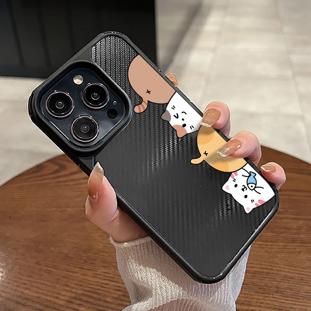 

Phone Case for IPhone 14 13 11ProMax 12Mini Plus XR XSMax Transparent Acrylic Hard Back Cover for IPhone 7 8 SE Cute Cat Capas