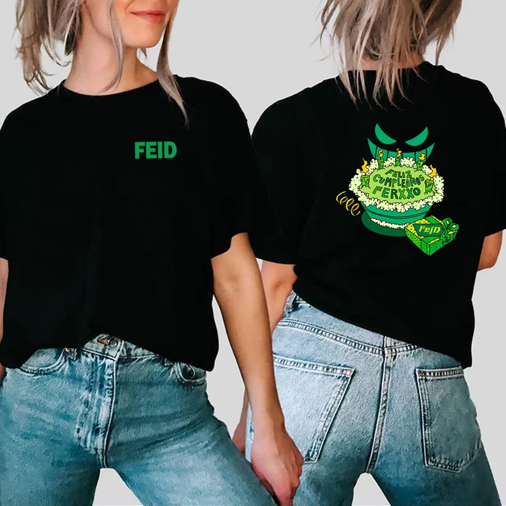 

FELIZ CUMPLEANOS Ferxxo 2023 Tour Tshirt Front & Back Print Design Graphic T Shirts Feliz Feid Tee Hip Hop Streetwear Tops