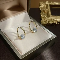 2022 new simple shiny luxury zircon earrings for women girls korean style delicate chic jewelry earings wholesale