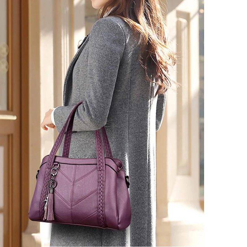 

Fashion Vintage Women Shoulder Bag Female Causal Totes for Daily All-purpose High Quality Dames Handbag Messenger Bags Tassel PU