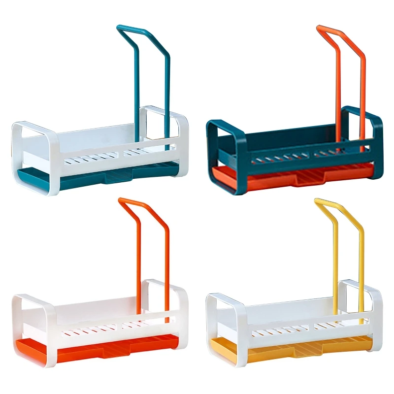 

Sponge Holder with Drain Pan Kitchen Sink Caddy Organizer Dishcloth Racks for Home Kitchen Cabinet Counter Hanging