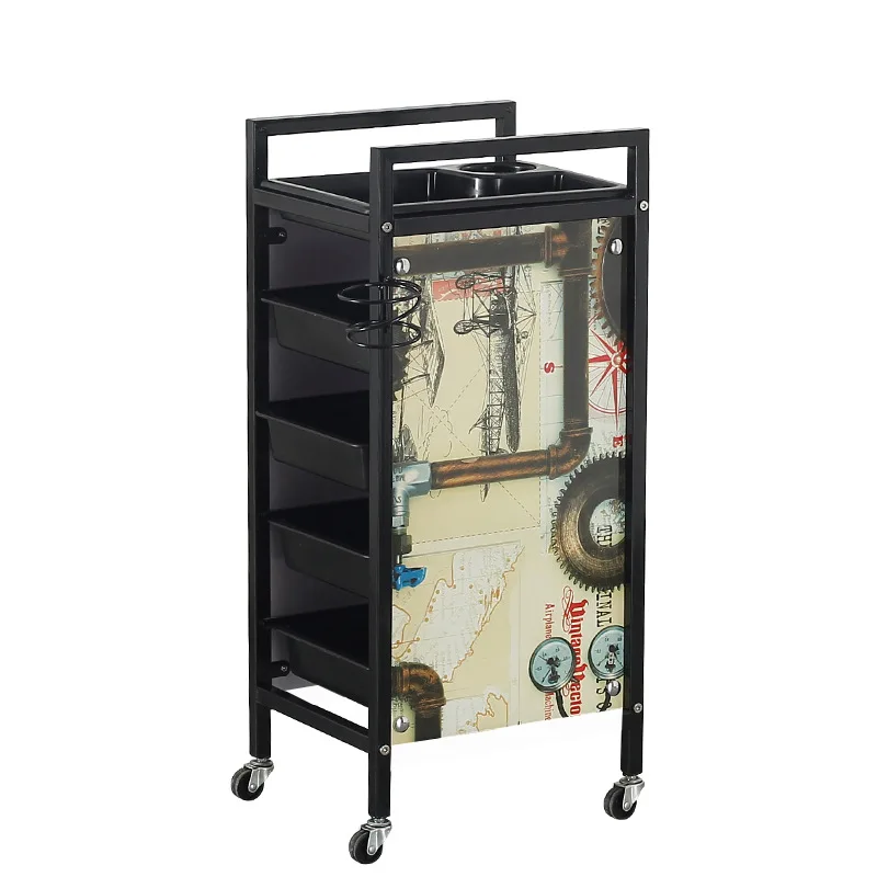 Fashion and Beautiful Hairdressing Auxiliary Cart with Wheels Barber Shop Rack Special Trolley with Wheels for Perm Hair Stylist images - 6