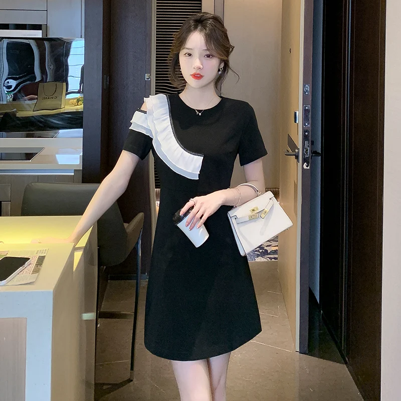 

Летнее платье COIGARSAM, новинка 2022, повседневные Черные платья во французском стиле, Прямая поставка