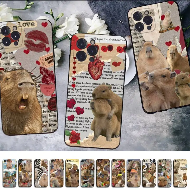 

Cute Cartoon Capybara Phone Case For iPhone 14 13 12 Mini 11 Pro XS Max X XR SE 6 7 8 Plus Soft Silicone Cover