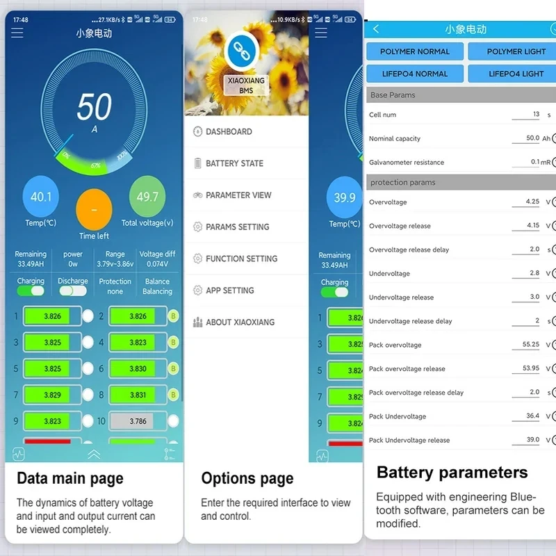 Фото 60/72V30Ah 50Ah литий-ионный аккумулятор Bluetooth BMS APP для скутера 1800 Вт 3000 Вт 5000 Вт 7000 Вт, мотоцикла, трехколесного велосипеда EV + зарядное устройство №5