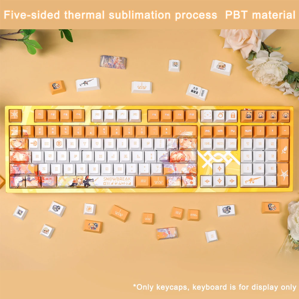 Фото Кейкапы Project Snow PBT с сублимационной печатью, профиль Cherry, для клавиатур: Anime Game Dustborn, Fenny, Guiltcrown, Lyfe, Bestla №2