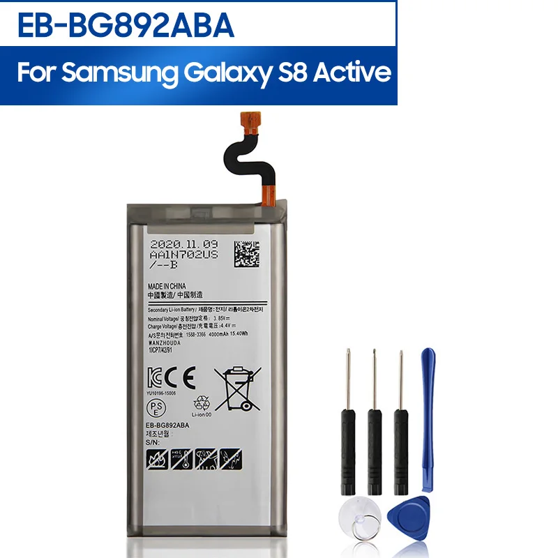 EB-BG892ABA Replacement Battery For Samsung Galaxy S8 Active Phone Battery With Free Tools 4000mAh