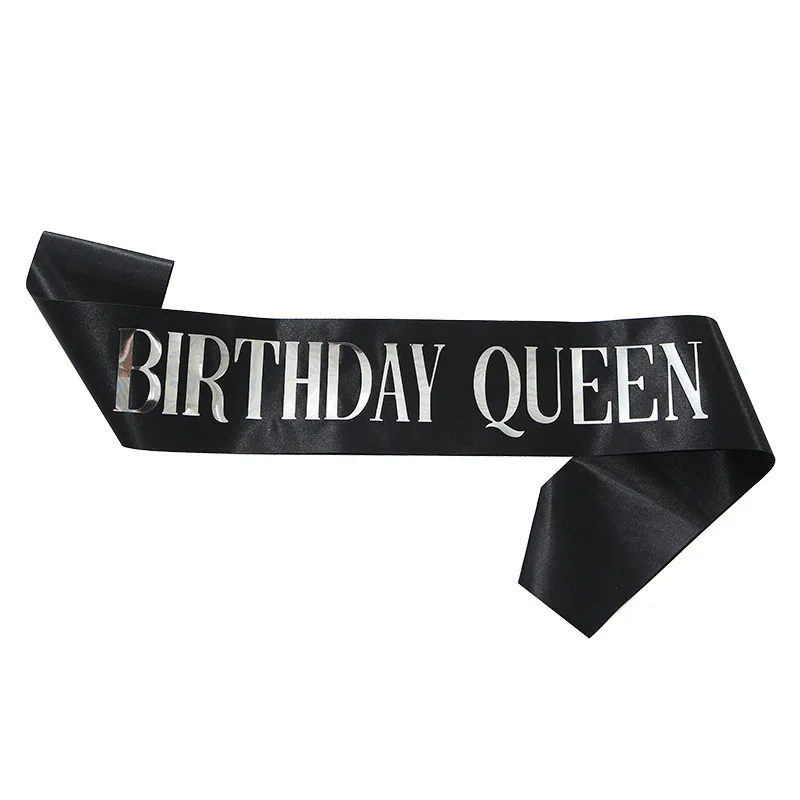 

New Style Birthday Party Supplies Fashionable Satin Straps Etiquette Belt BIRTHDAY QUEEN Girls Birthday Bronzing Letter Belt