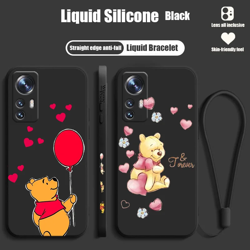 

Disney Winnie the Pooh LOVE For Xiaomi Mi 12T 12S 12 11T 11 10T 10S 10 9 SE CC9E Ultra Lite Pro Liquid Left Rope Phone Case