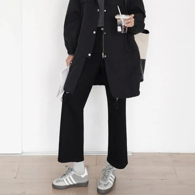 ZHISILAO черные хлопковые эластичные джинсы женские винтажные прямые джинсовые