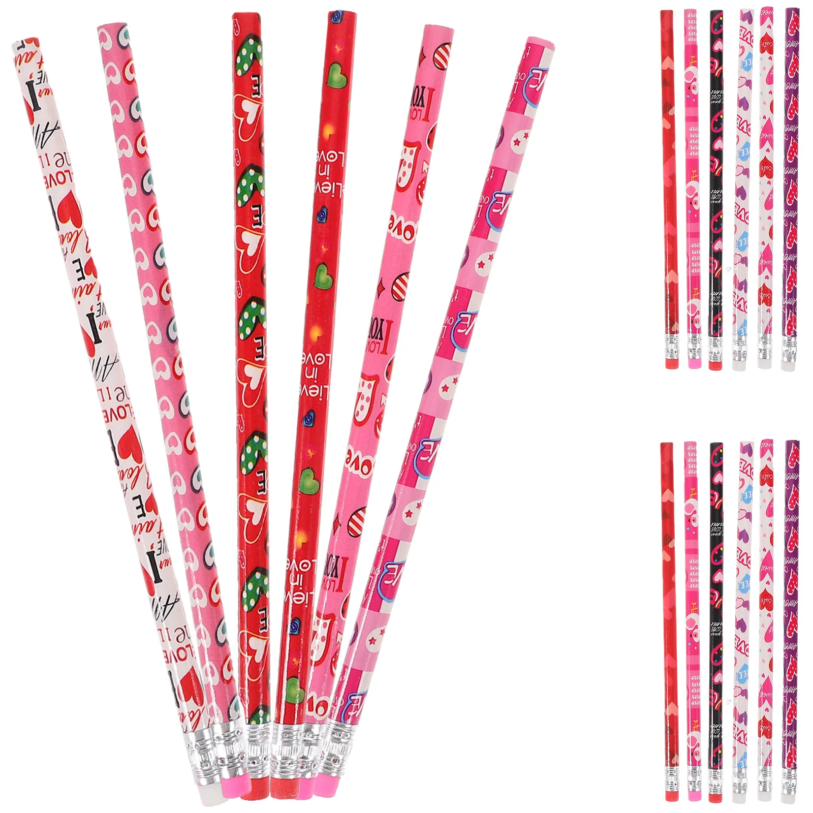 

48 Pcs Printing Valentine's Day Student The Gift Eraser Multi-function Pencils