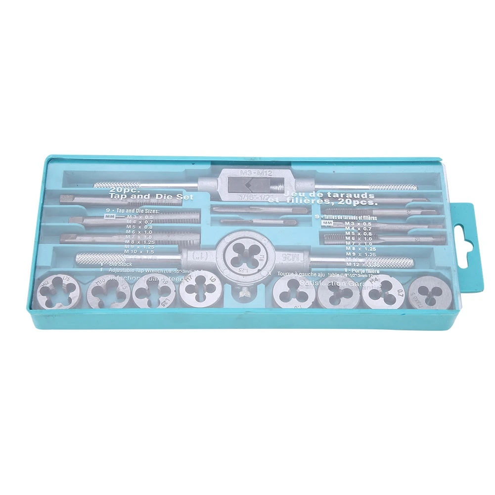 

20pcs Taps and Dies Set M3~M12 Screw Thread & Tap Wrench & Die Wrench Hand Tap and Die Set Tap and Die Set