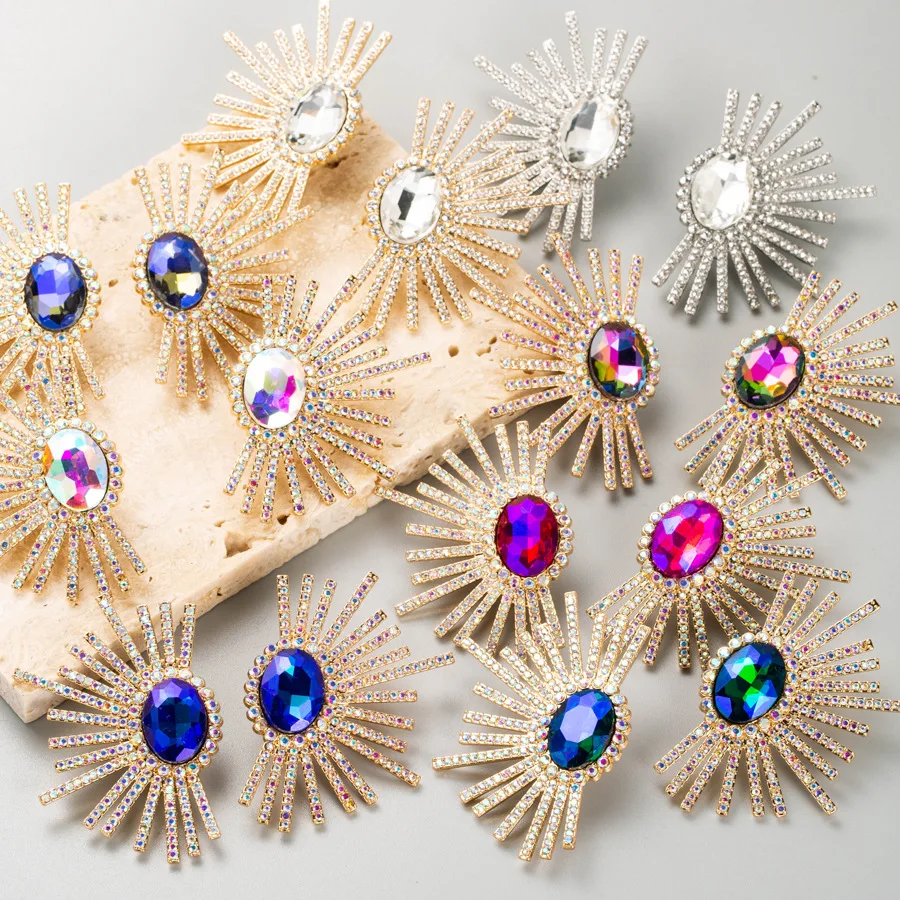 

JURAN 2023 New AB Color Crystal Eye of Evil Stud Earrings for Women Statement Rhinestone Earrings High-quality Jewelry Wholesale