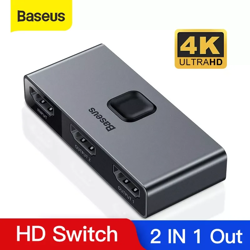 

Baseus HDMI-compatible Switcher 4K 60Hz Bi-Direction 1x2/2x1 HDR Audio Adapter for PS4 TV Box 4K HD HDMI-compatible Switcher