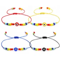 1pc handmade braided evil lucky eye rice beads bracelets for women girls friends turkish fashion blue eyes bracelet jewelry gift