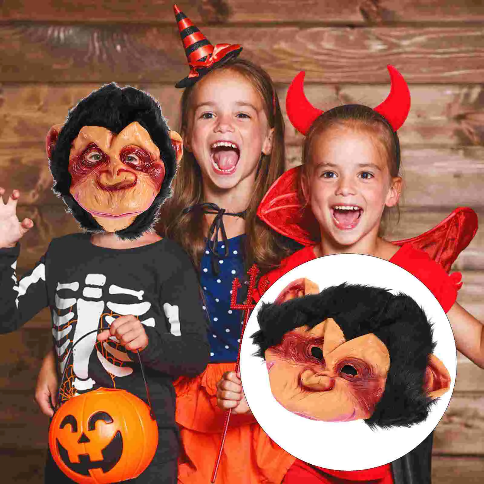 

Horror Big Mouth Monkey Headgear Orangutan Vinyl Mask Scary Party Full Face Mask Kids Party Funny Halloween Animal Masks