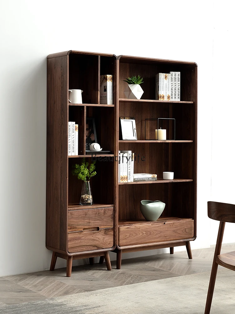 Напольная полка из цельного дерева североамериканского черного ореха