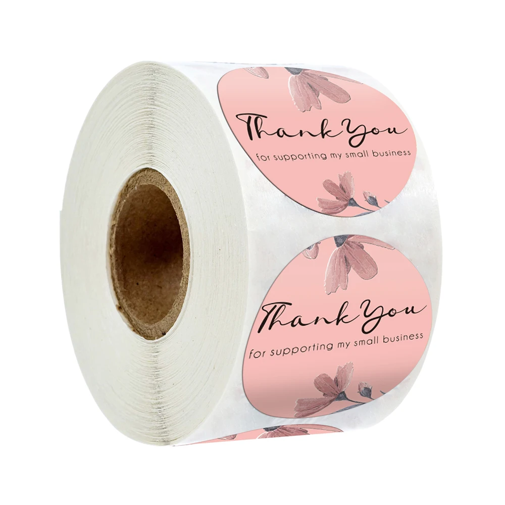 

500pcs Round Labels Thank You for Supporing Kraft Paper Packaging Sticker for Candy Bags Dragee Gift Box Wedding Stickers