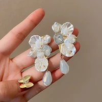 vsnow baroque crystal irregular simulation pearl waterdrop dangle earring for women rhinestones long earring jewelry pendientes