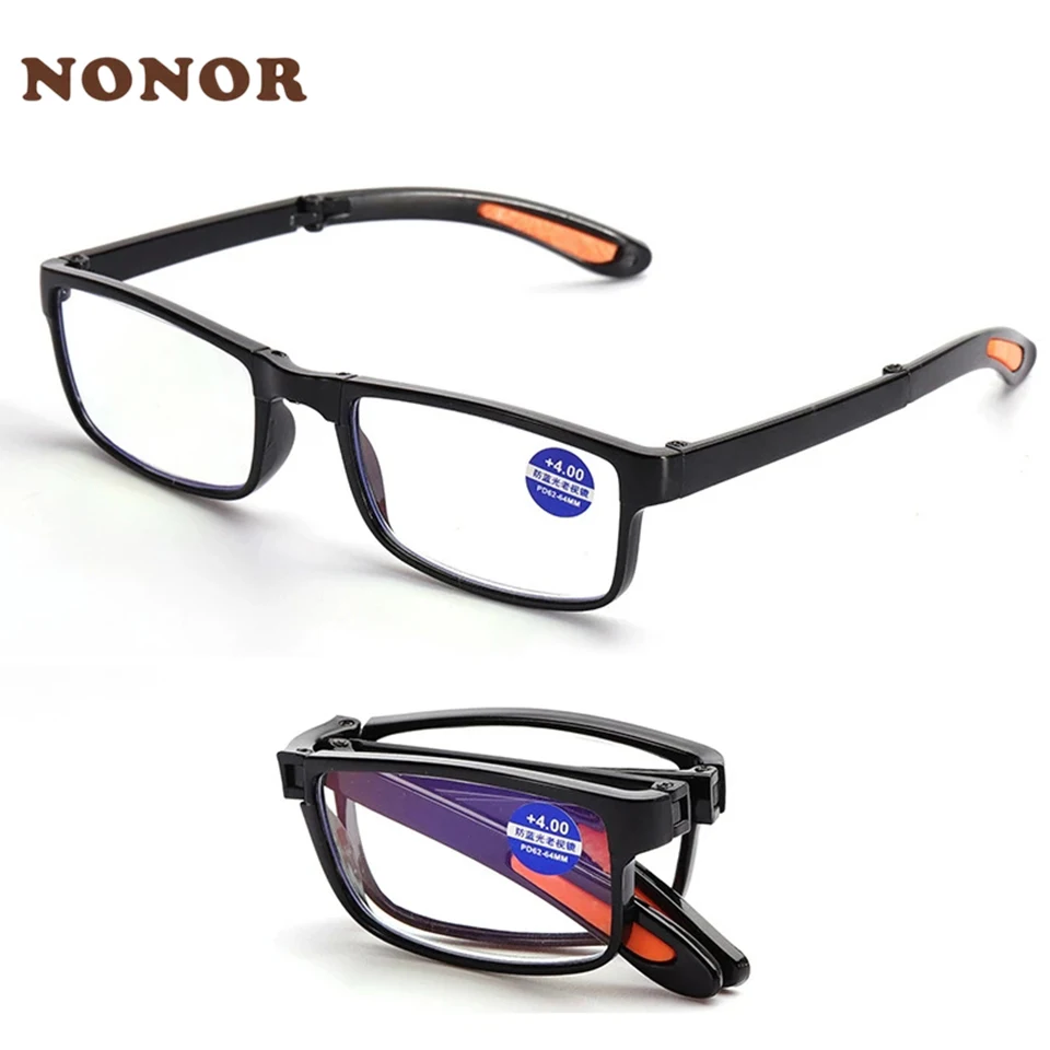 

NONOR Folding Reading Glasses Portable Anti-blue Light Presbyopia Eyeglasses Men Women Computer Eyewear 1.0-4.0