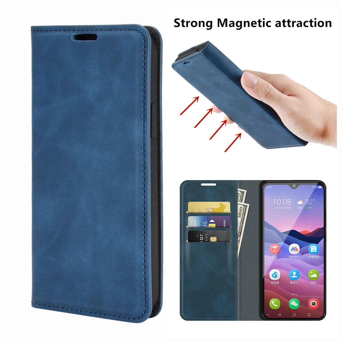 

Magnetic attraction leather case for ZTE Blade V2020 Smart Retro Case Wallet Business Phone Protective Cover