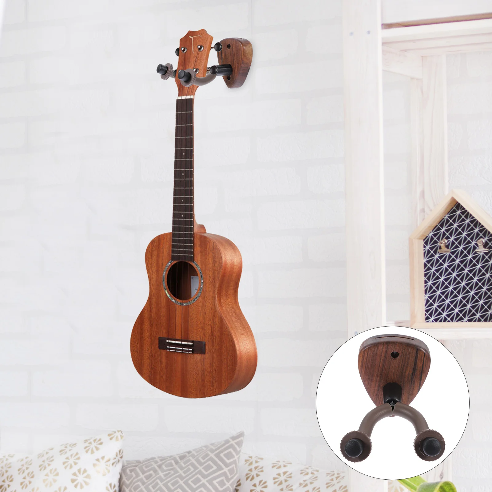 

Guitar Wall Hanging System Coat Hanger Ukulele Holder Wood Mount Bass Hook Home