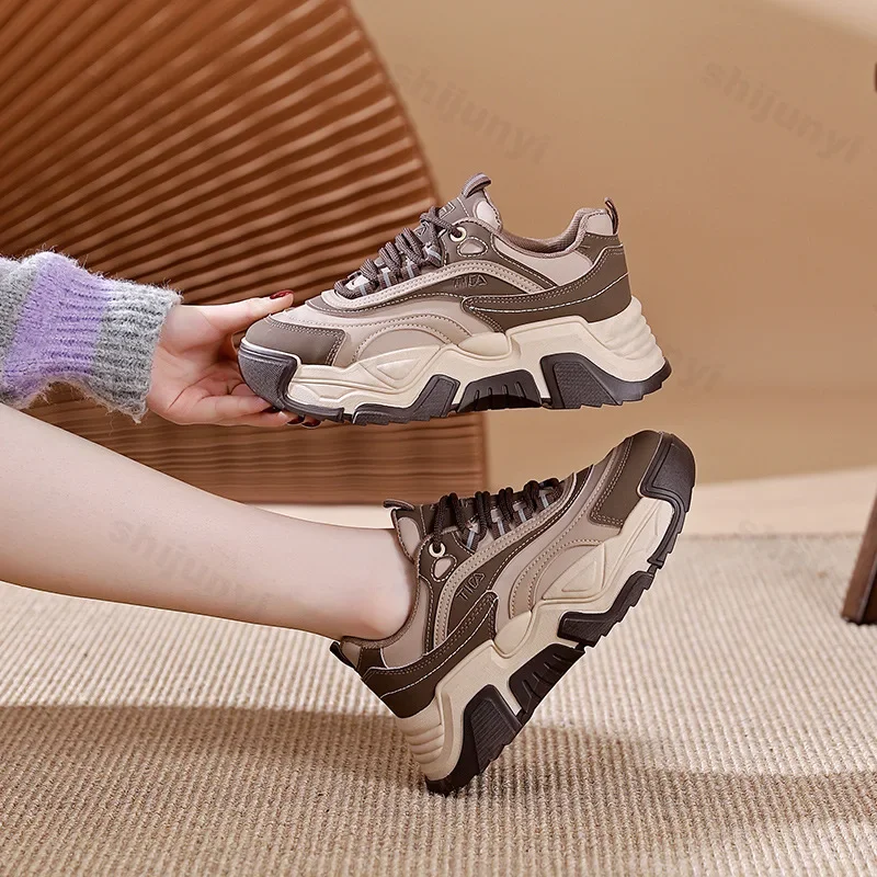 2025 кроссовки женские повседневные белые туфли модные весенние кожаные на