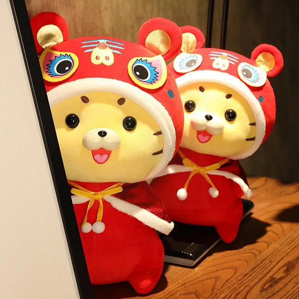 

Chinese New Year Tiger Plush Toy Valentines Gift 2022 Mascot Decoration Festival Ornament Christmas Spring Home T7m7