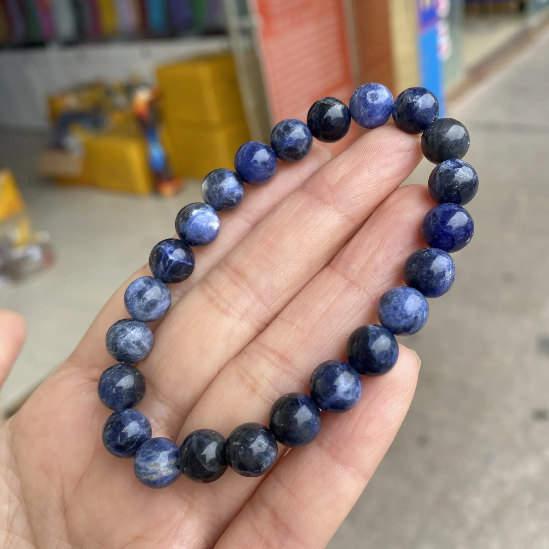Natural Blue Sapphire Round Bracelet Beads 6 8 10 12 MM Bracelets Women Men Shining Wrist Jewelry Gift Gemstone Bracelet