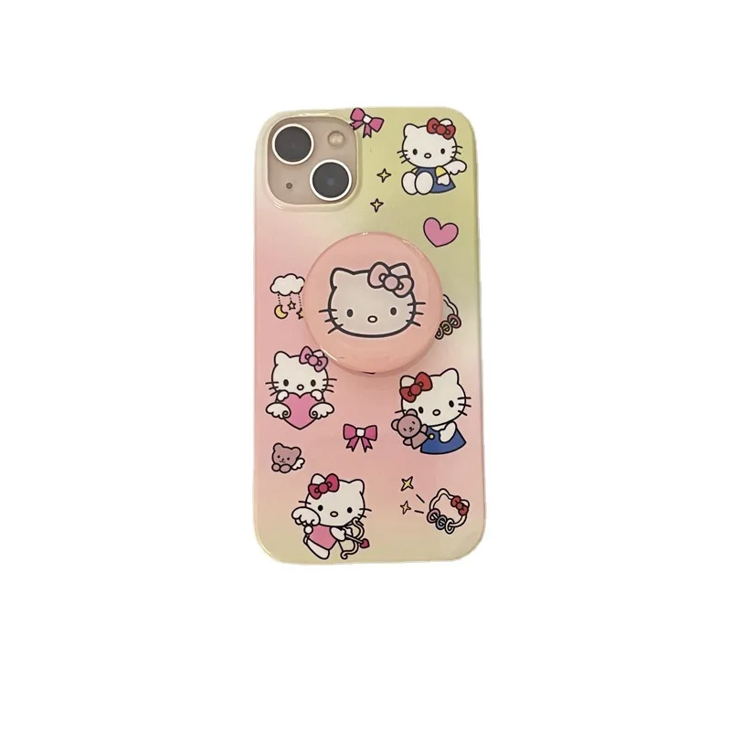 

New Cartoon Hellokitty Phone Case for Iphone11/12/13Pro Max Cute All-Inclusive Girl Anti-Fall Soft Plastic Phone Case Bracket