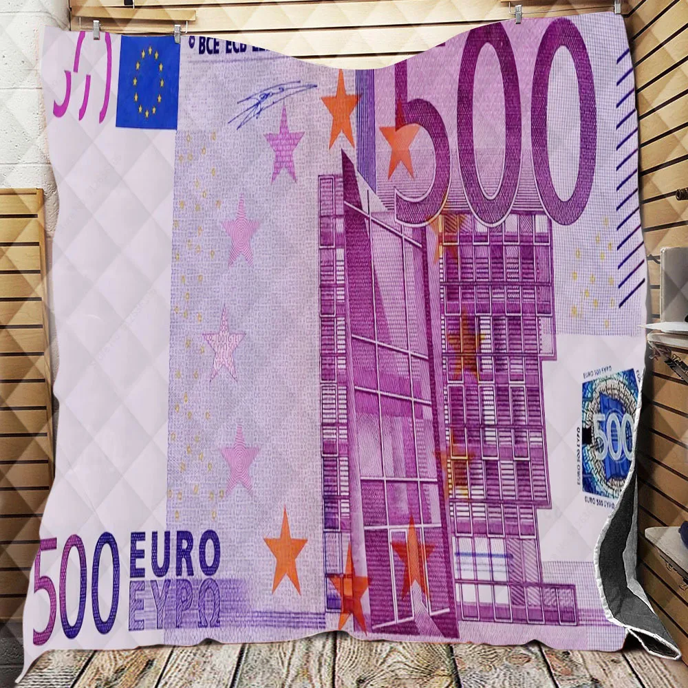 

Five Hundred Euros Quilt Blanket Money Print Funny Throw Blanket Customize Printed Air Conditioner Quilt Bedding Set Drop Ship