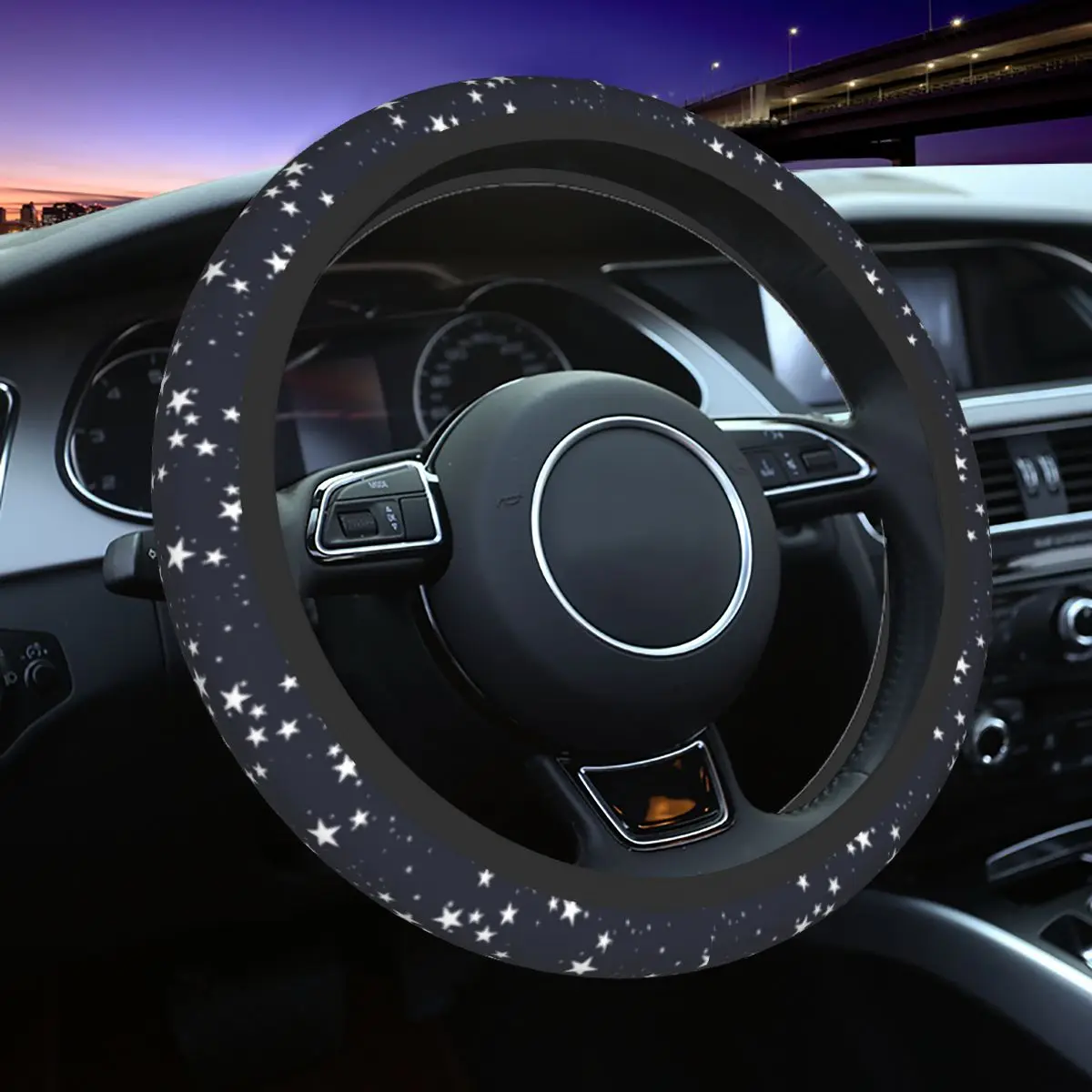 

Stars Pattern Car Steering Wheel Cover 38cm Elastic Auto Steering Wheel Protector Fashion Steering-Wheel Accessories