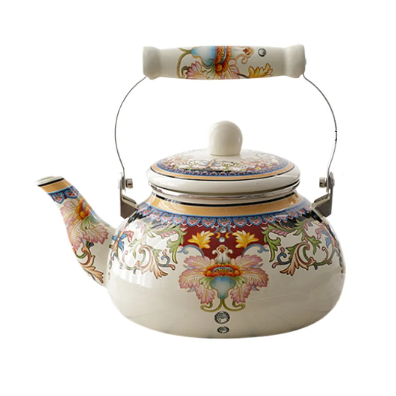 

New Enamel Teapot Enamel Cold Kettle Enamel Kettle Hot and Cool Kettle Water Jug Enamel Tea Pot Stove Kettle White