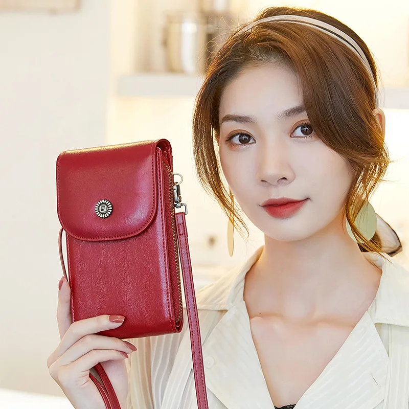 

Autumn and Winter New RFID Small, Light and Simple Oil Wax Mobile Phone Bag All-match Ladies Shoulder Bag