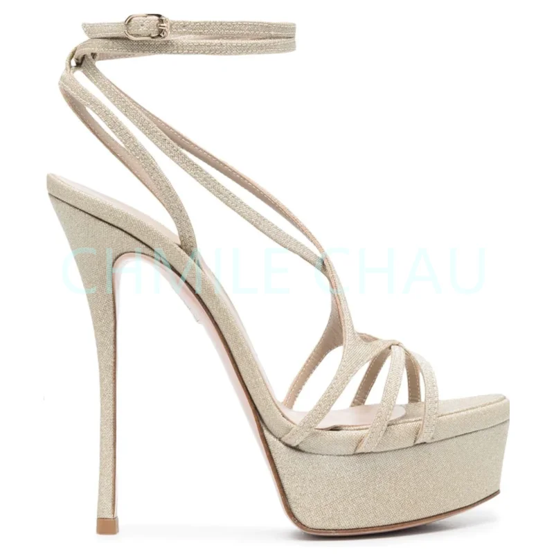 

Temperament Women Stiletto High Heel Buckle Ankle Strap Platform Sandals Sexy Wedding Party Fashion Big Size Lady Shoes 5-CHC-32