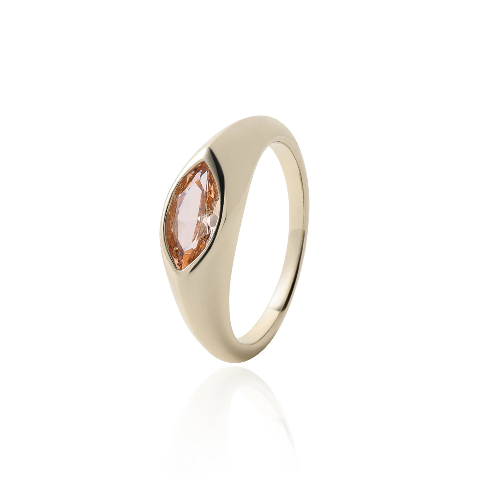 

HESHI Plated Champagne Gold Classic Design Simple Fashion Ring for Women