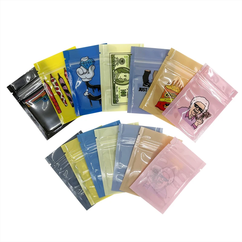 100 Pcs 6x9cm Colors Clear Zip Lock Bag Smell Proof  Packaging Customized Logo Bags Colors Small Pouch