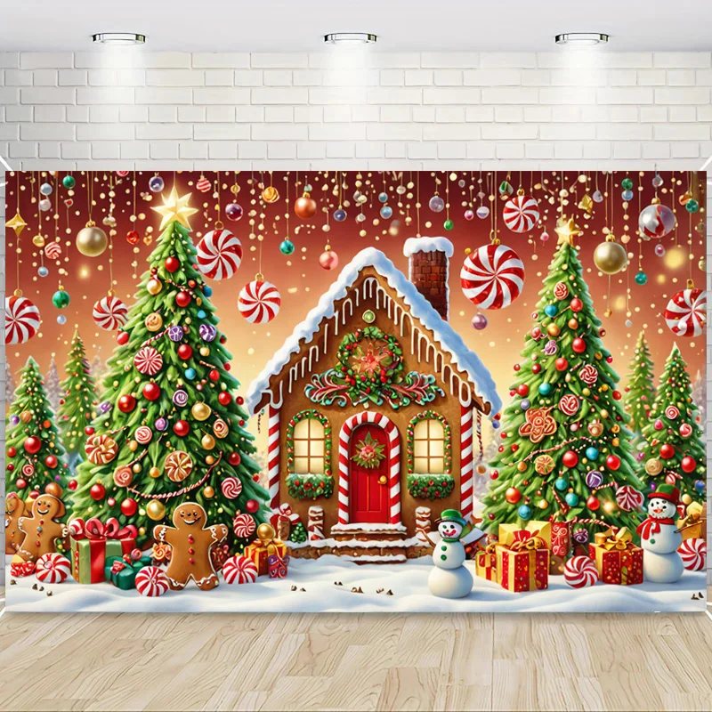 Рождественский пряничный домик баннеры из полиэстера праздничные настенные