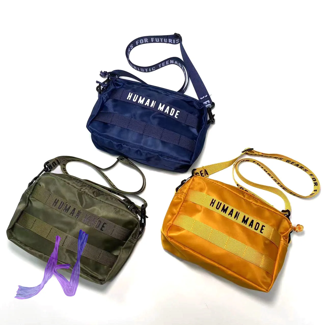 

Men Women Nylon Human Made Logo Backpacks High Quality Letters Print Outdoor Human Made Shoulder Bag