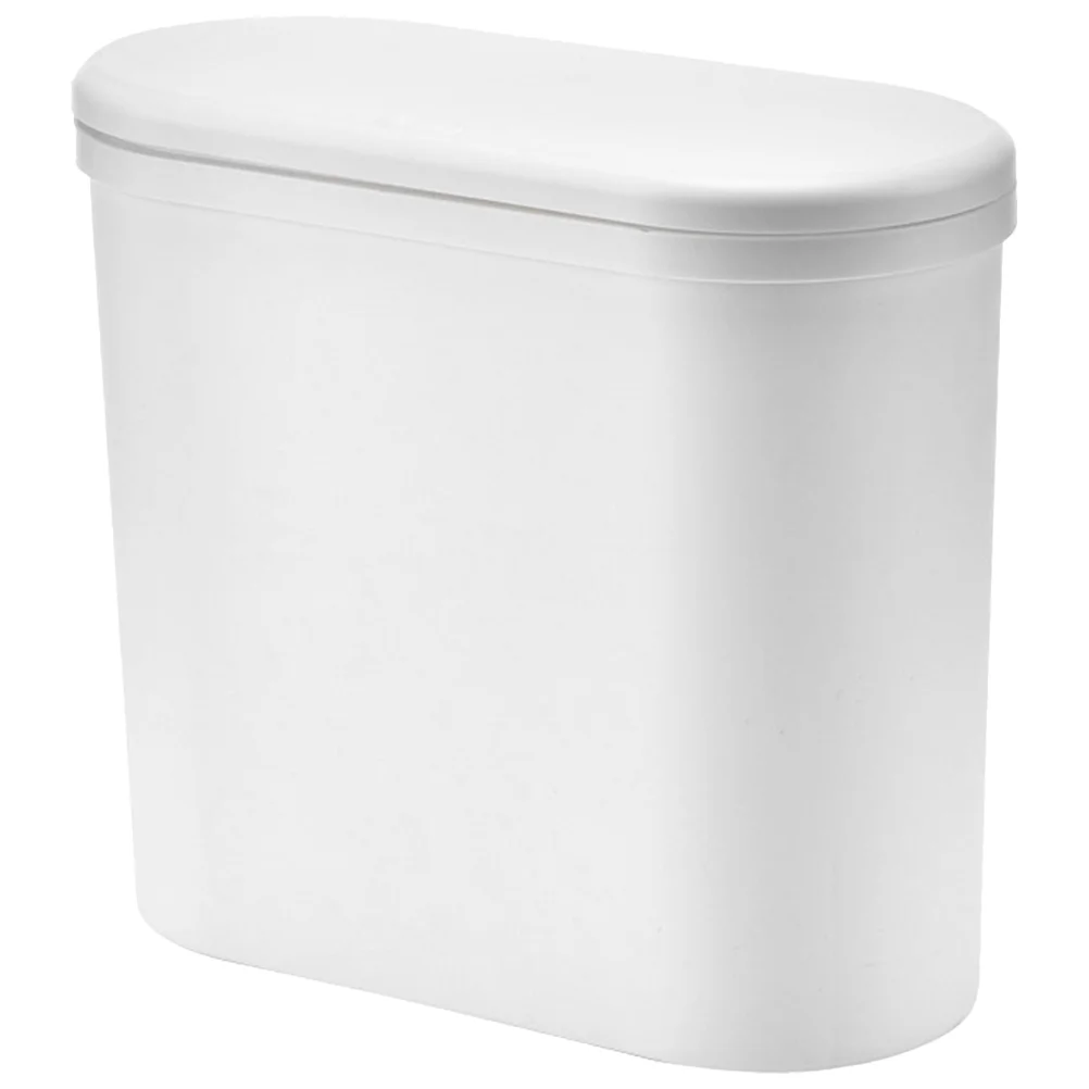 

Plastic Trash Can with Lid Waste Basket Thin Trash Cans for Bathroom Living Room
