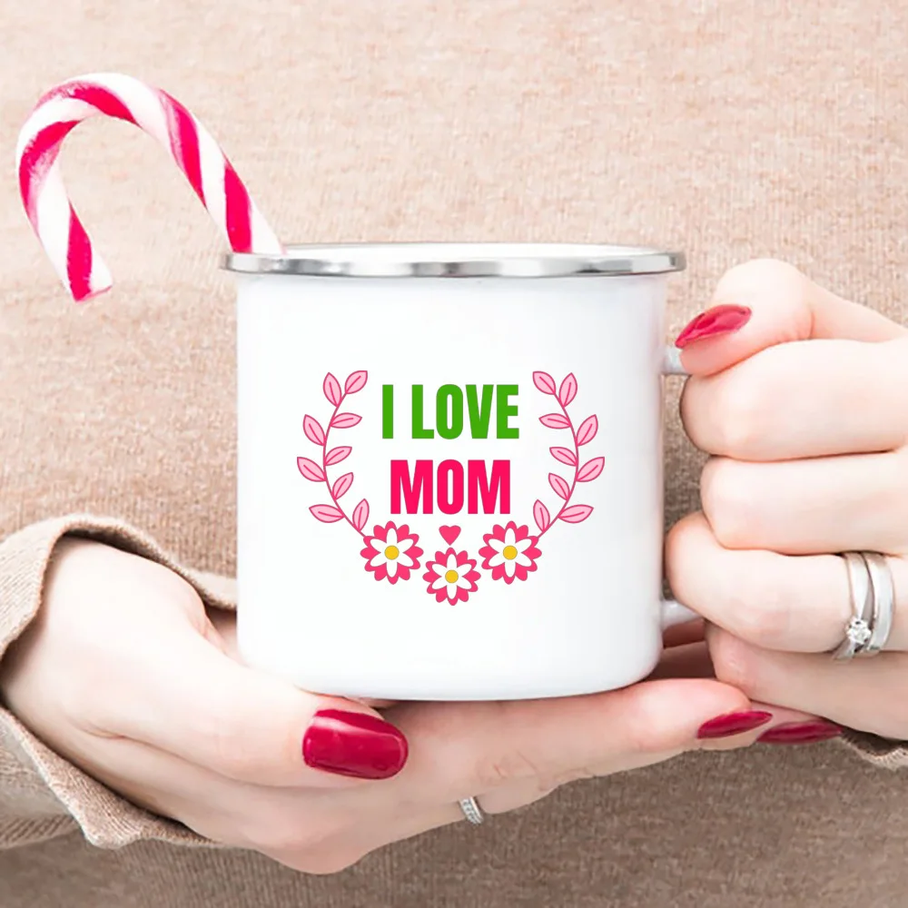 Кружка с эмалью Love U Mom лучший оригинальный подарок на день матери белая чашка