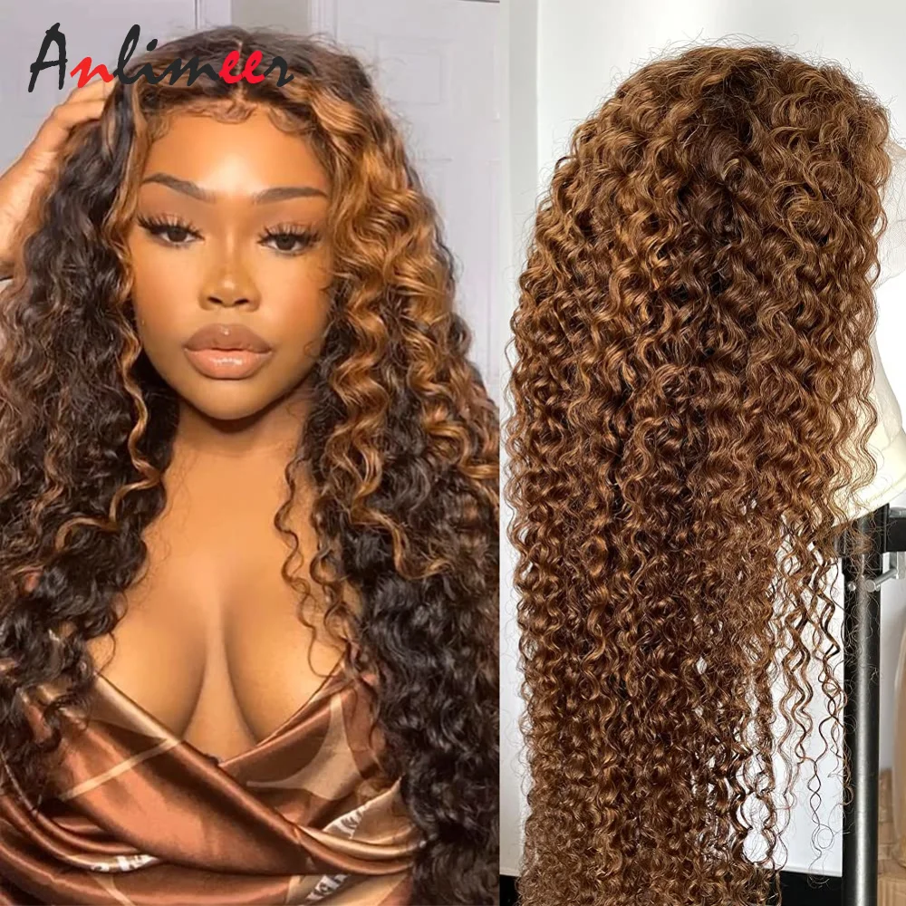 

Highlight HD Transparent Lace Front Wig Human Hair Pre Plucked 180% Density Glueless Flawless Hairline Curly Human Hair Wigs