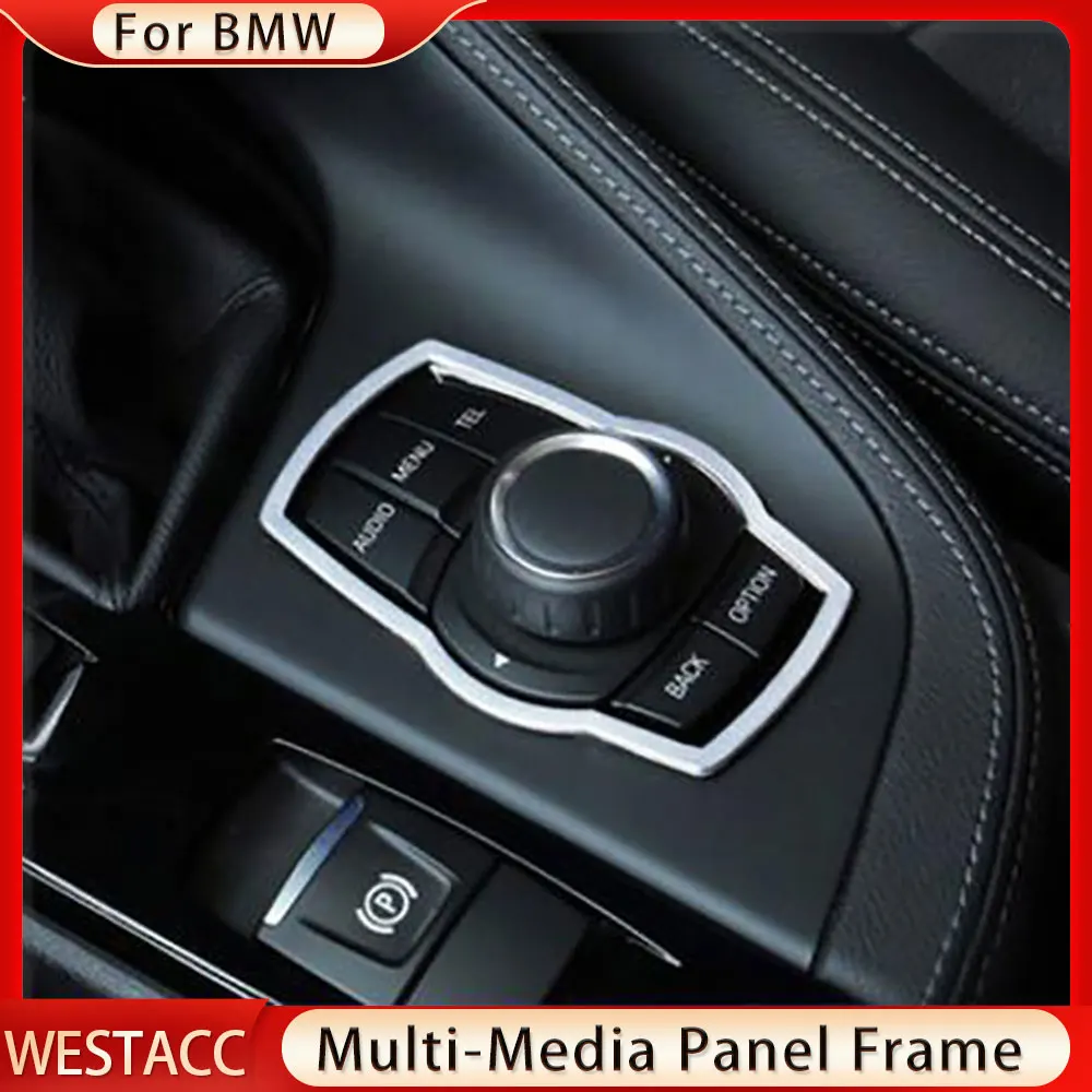 

Car Console Multimedia Button Panel Frame Cover Trim for BMW X1 F48 2016 2017 2018 2019 2020 Stainless Steel Sticker Accessories