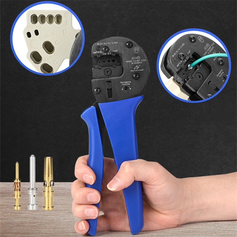 

A-0540HX инструмент для обжима С Храповым механизмом для 0,14-4 мм² Harting Han C/D/E Контактные или разъемы с локатором, ручной инструмент для обжима