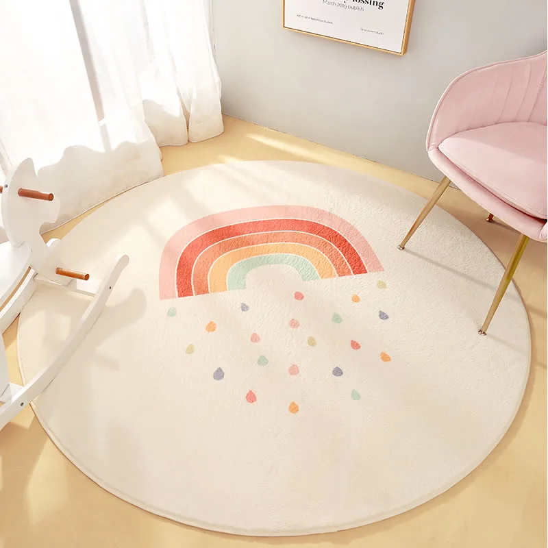 Alfombra de estilo nórdico INS para decoración de habitación de niños, bonito arco iris redondo alfombras alfombra arcoíris
