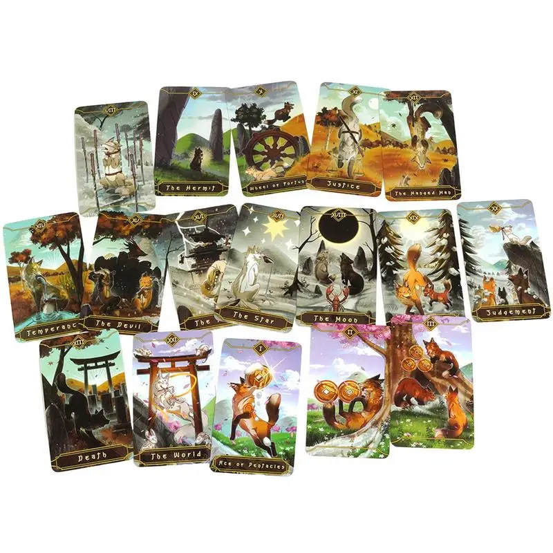 

Fortune Telling Tarot Cards Seasonal Fox Tarot Game Cards 78pcs Colorful Tarot Oracle Decks For Party Playing Entertainment Game