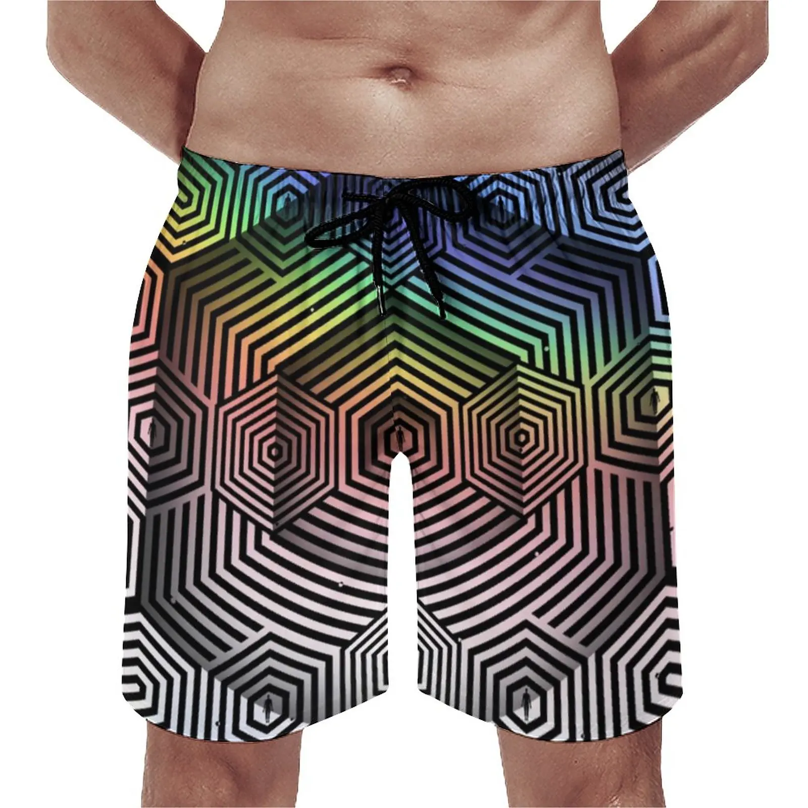 

Неоновые пляжные шорты с геометрическим рисунком, летние повседневные пляжные шорты с принтом инопланетянина, мужская спортивная одежда, быстросохнущие купальные трусы на заказ