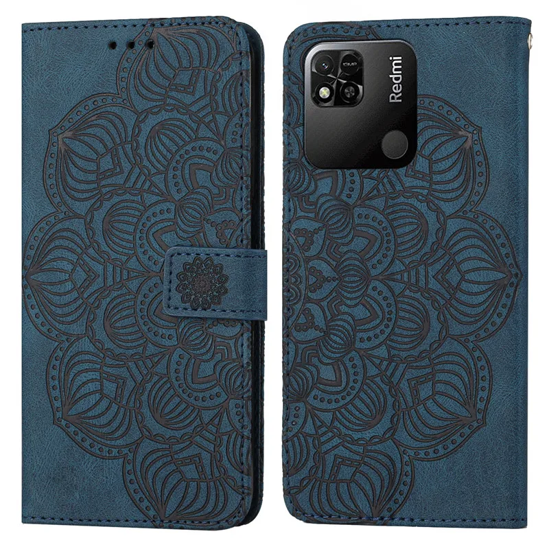 Matte Wallet Leather Case For Xiaomi Redmi 10C 12C 11A A1+ 9C NFC 9AT 10A A2 10 Prime Redmi10 2022 Flip Stand Flower Phone Cover